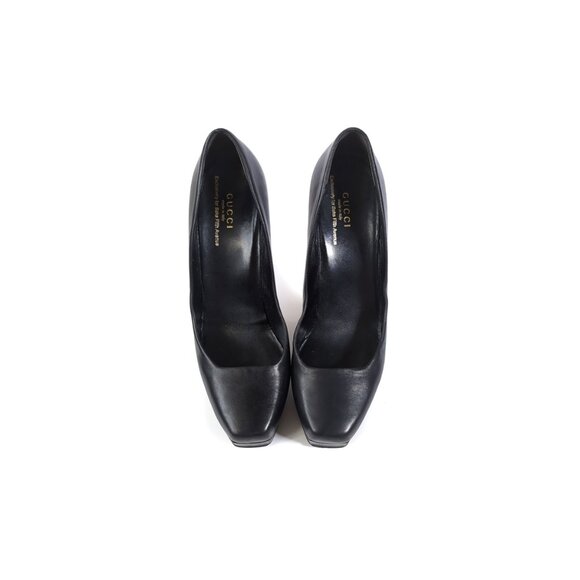 Gucci Black Pumps Size 39 Womens 9 Black Calfskin Platform Square Toe Pumps - Picture 3 of 8